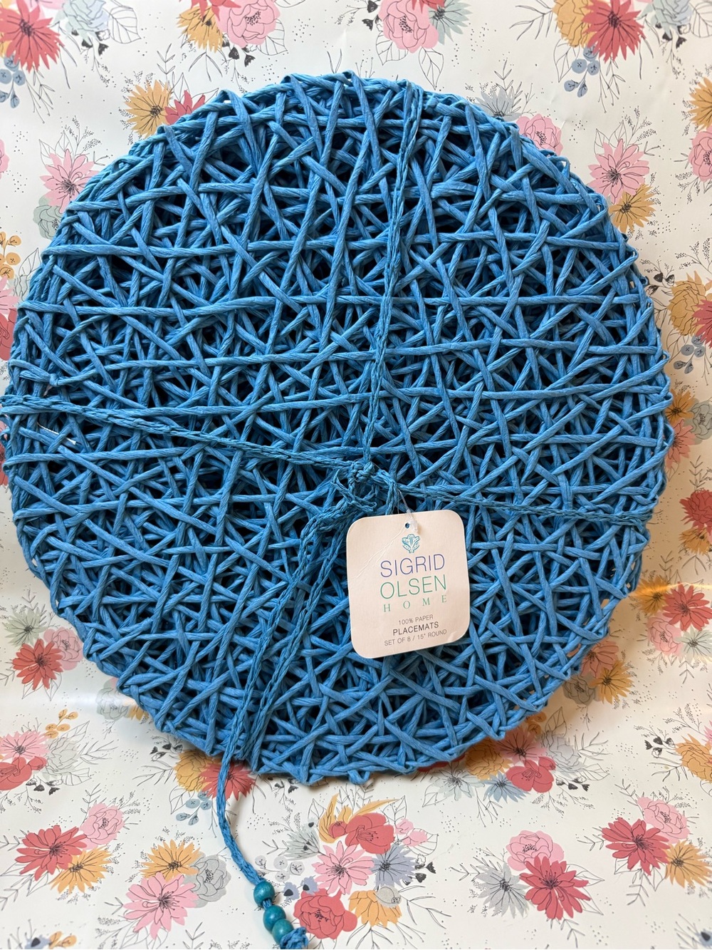 Sigrid Olsen Blue Woven Round Placemat - Set of 8